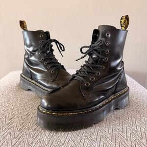 Dr. Martens Jaden Platform Black Leather Combat Boots Size 7